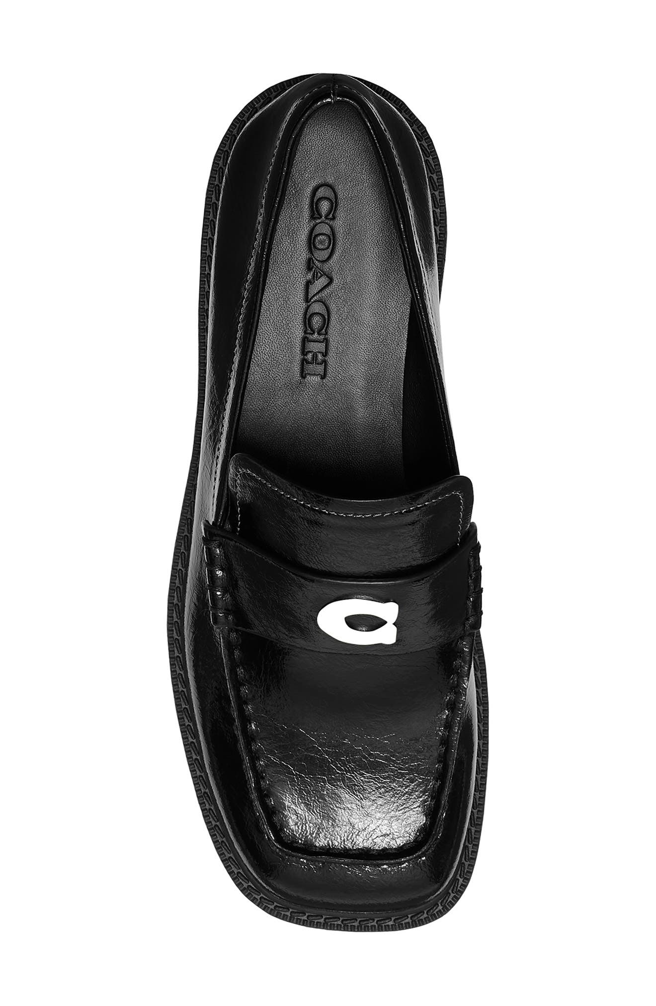 COACH Glazed Loafer, Alternate, color, Black