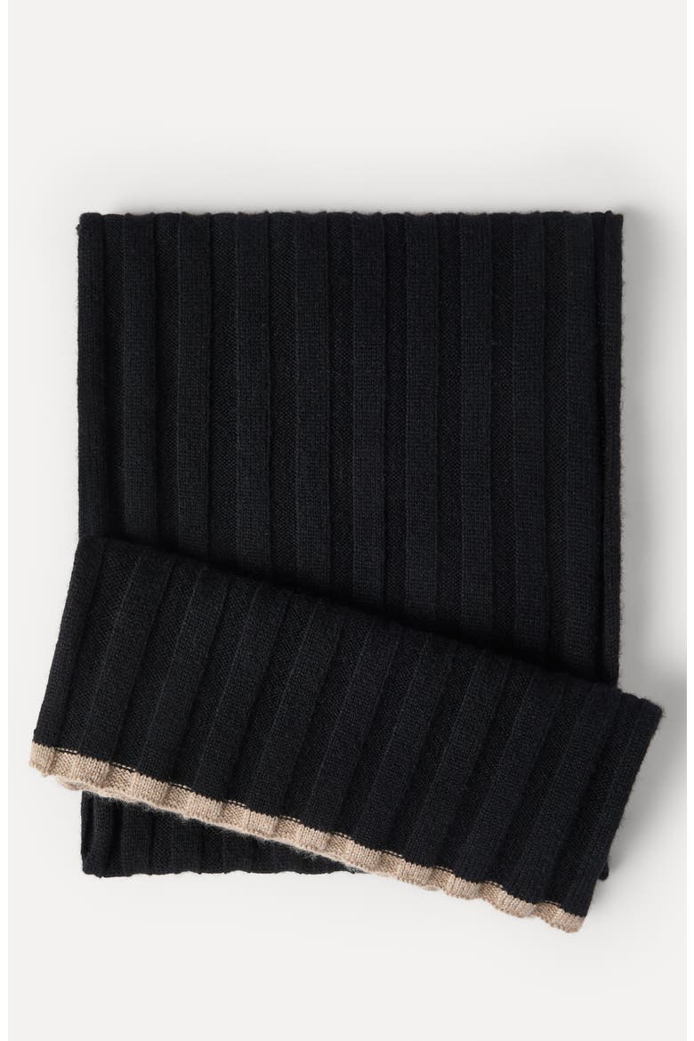 Cashmere rib knit scarf, Alternate, color, Black