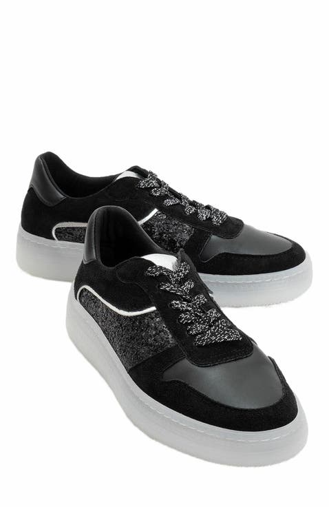 Felipe Glitter Leather Sneakers