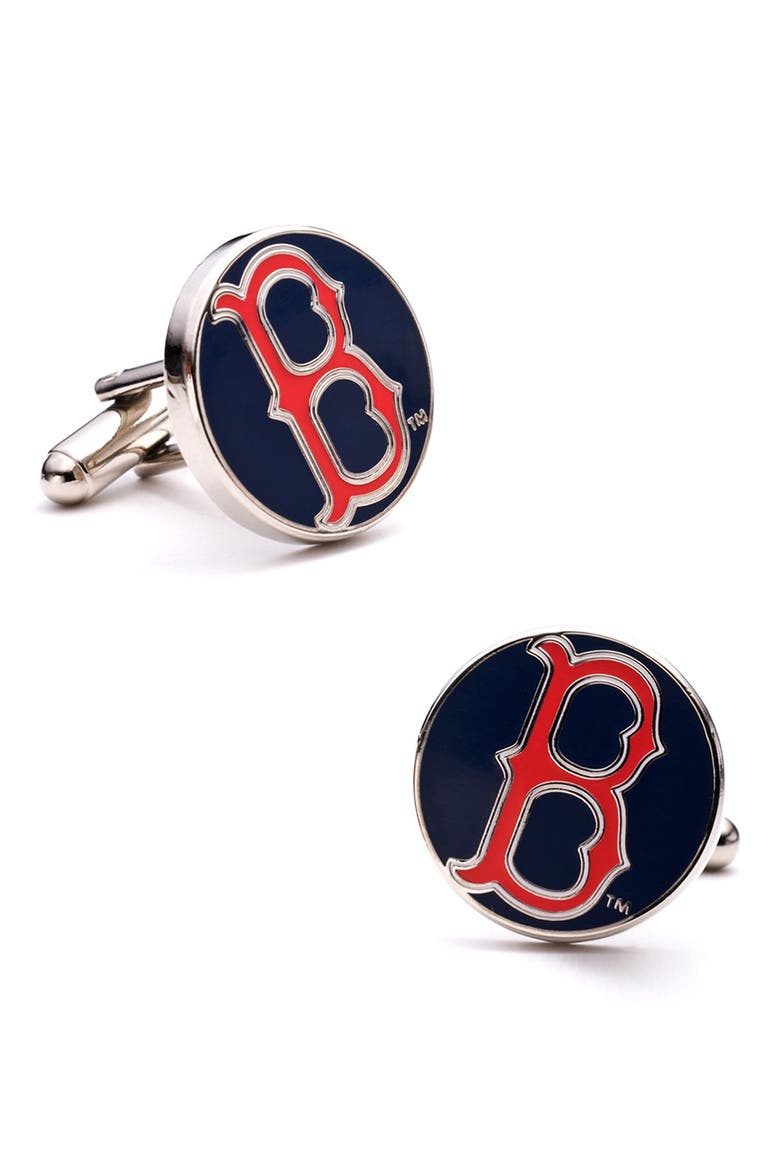 Boston Red Sox Cuff Links, Main, color, SILVER