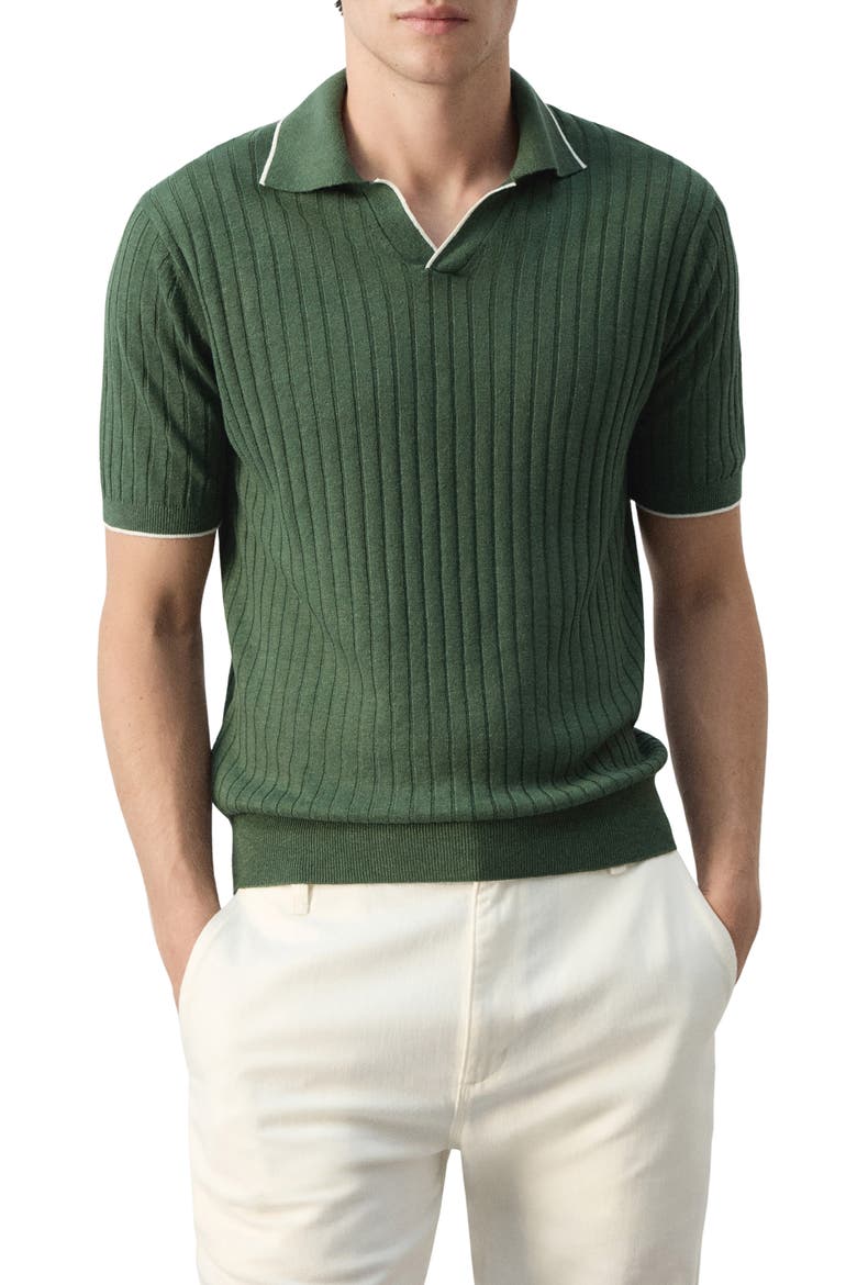 Regular Fit Linen Blend Rib Polo, Main, color, FOREST GREEN