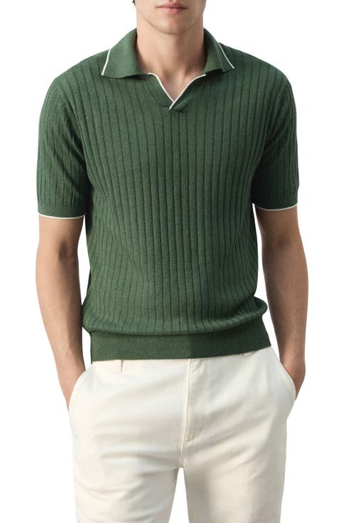 Regular Fit Linen Blend Rib Polo