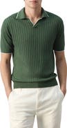 MANGO Regular Fit Linen Blend Rib Polo
