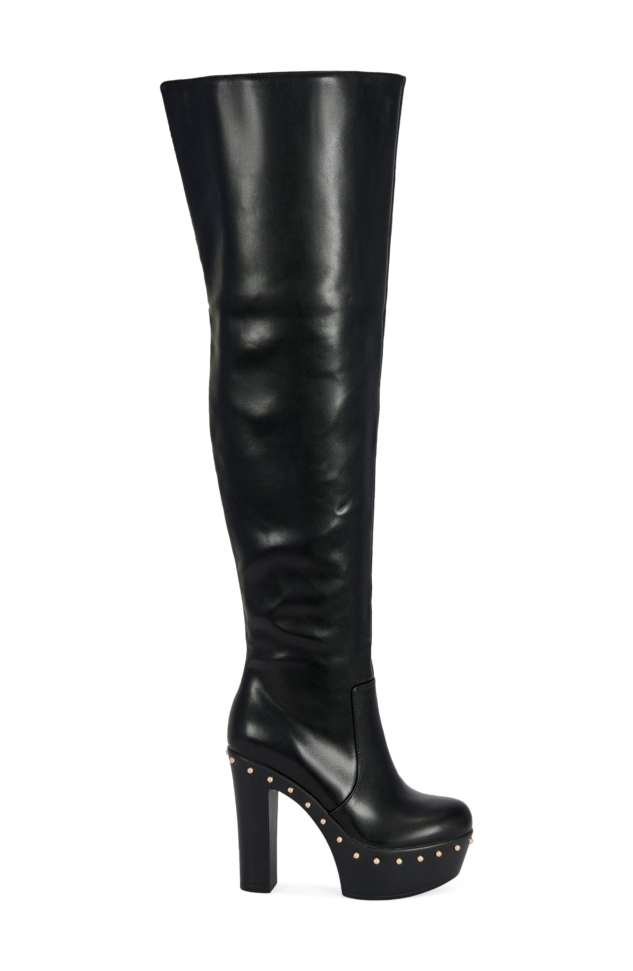 Wardell Faux Leather Over the Knee Boot, Alternate, color, BLACK