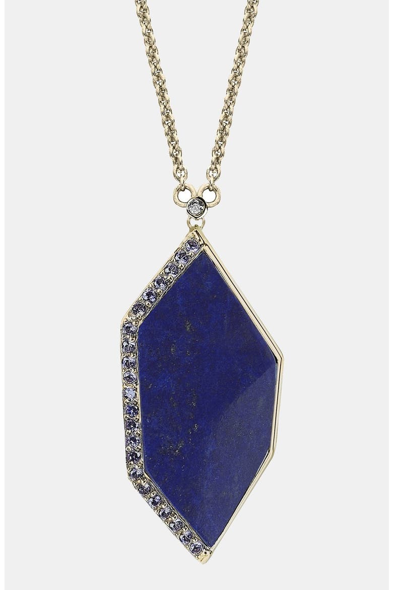 Geometric Pendant Necklace, Alternate, color, LAPIS/ YELLOW GOLD
