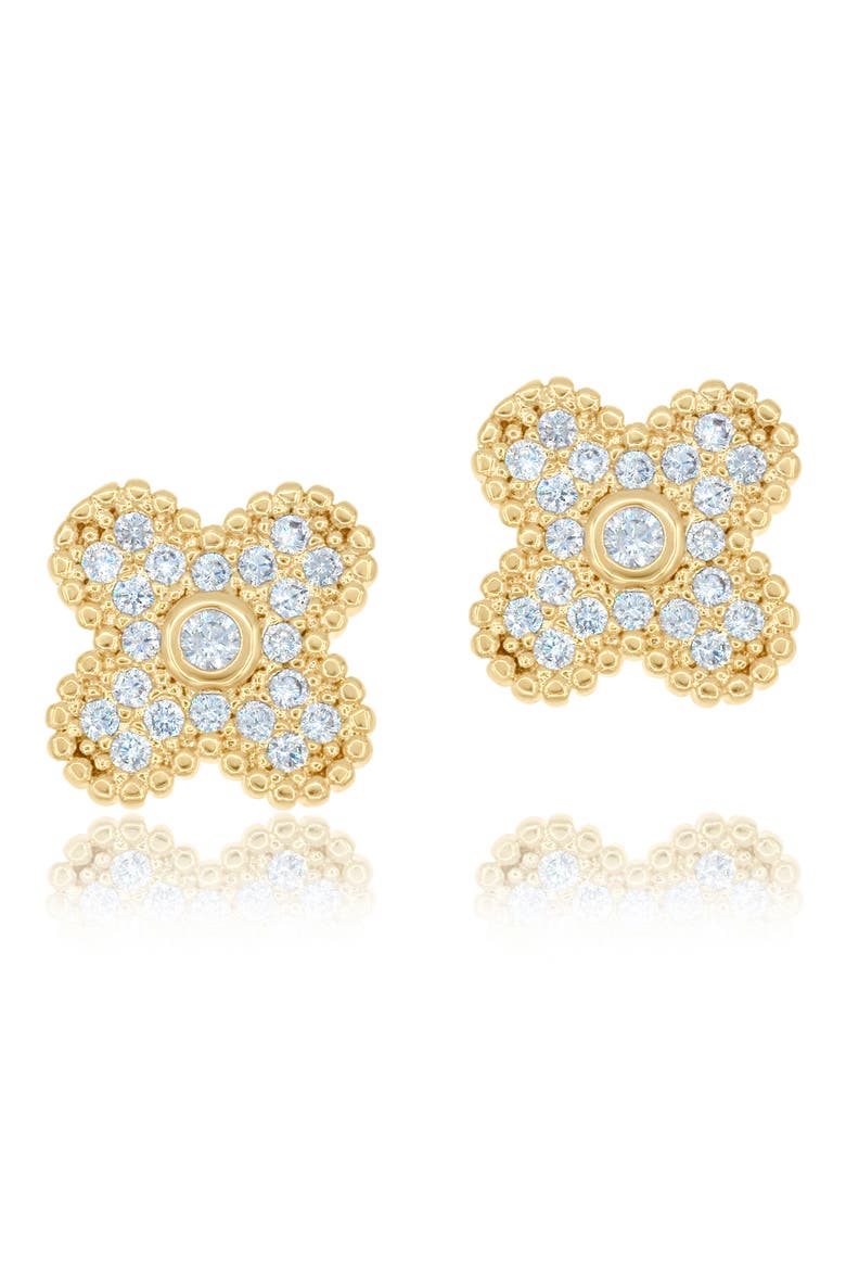 Pavé Clover Stud Earrings, Alternate, color, GOLD