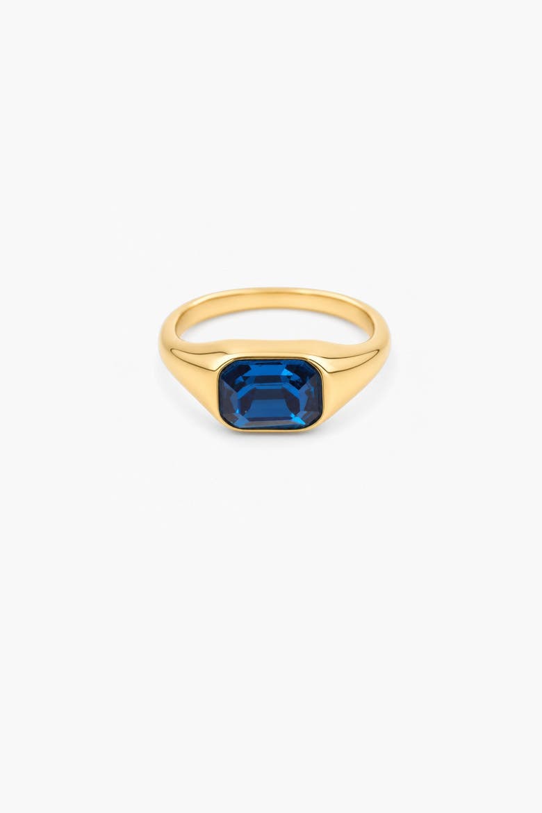 Blue Emerald Cut Ring, Alternate, color, Gold With Blue Stone