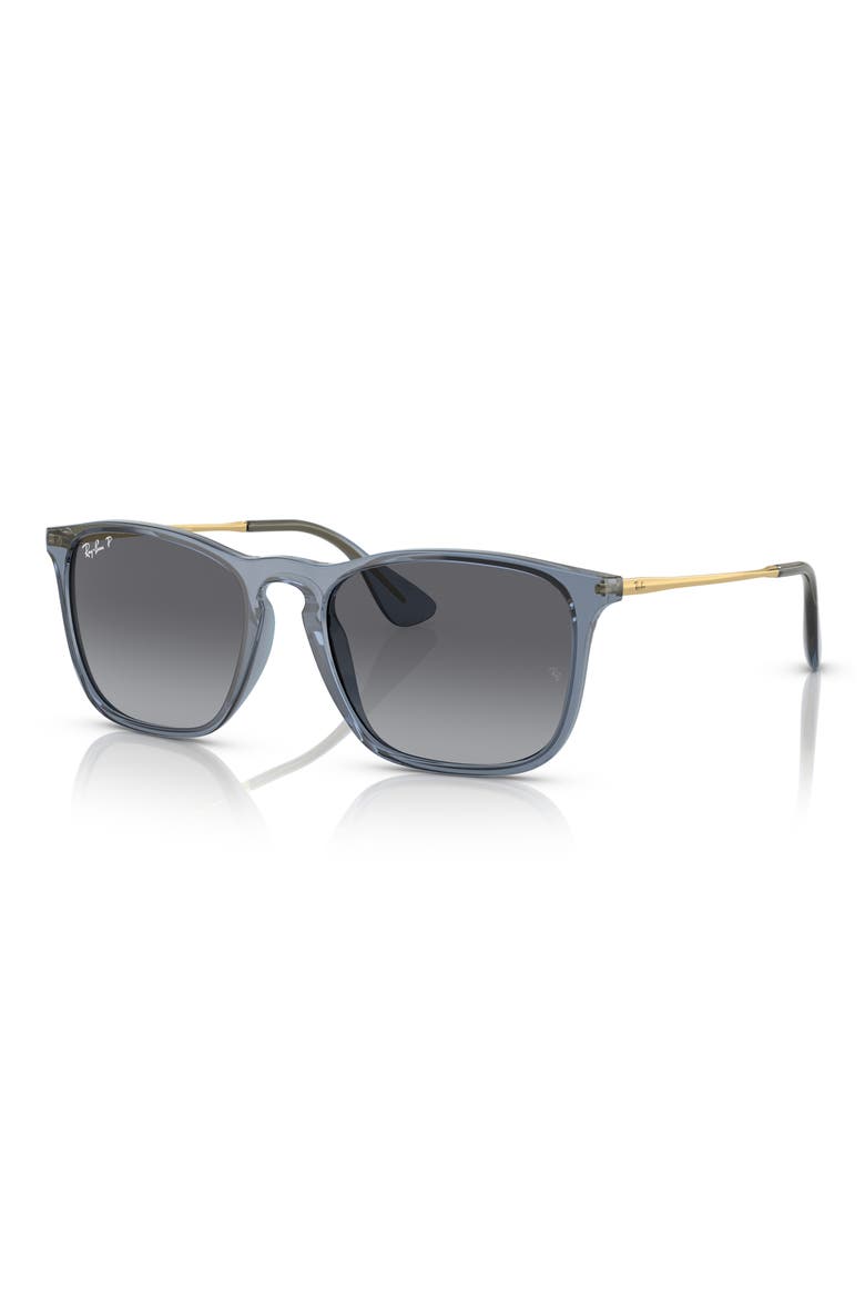 54mm Gradient Polarized Square Sunglasses, Alternate, color, TRANSPARENT BLUE / GREY POLAR