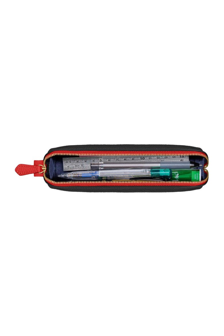 Leather Pencil Case, Alternate, color, Rouge Noir
