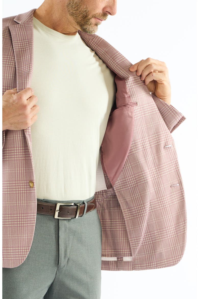 Plaid Knit Sport Coat, Alternate, color, BERRY
