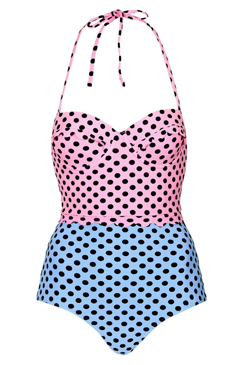 Colorblock One-Piece Swimsuit, Main, color, PINK