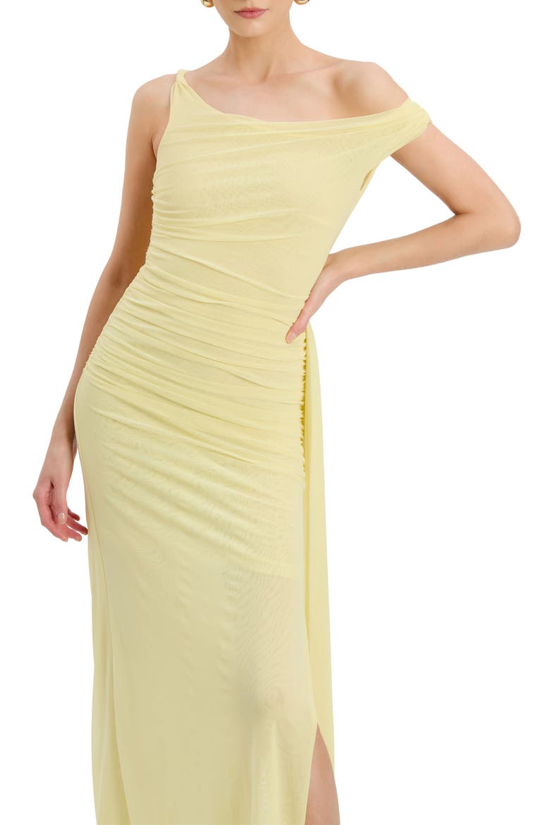 Layana Ruched Asymmetric Gown, Alternate, color, CANARY YELLOW