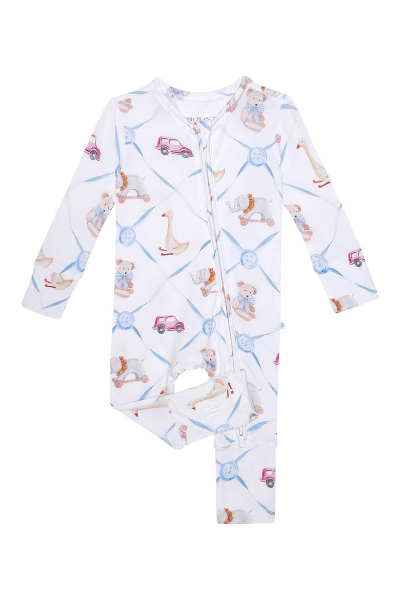 Print Convertible One-Piece Footie, Main, color, WHITE