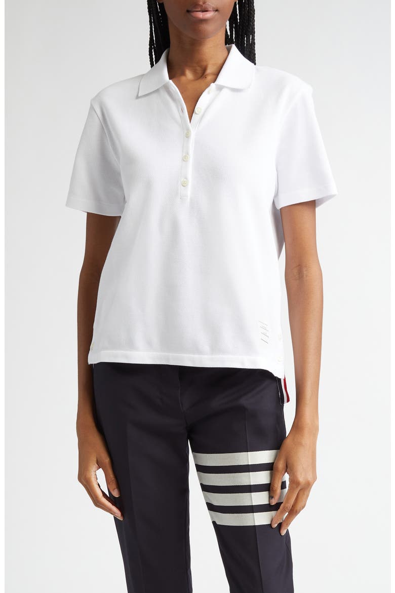 Stripe Piqué Polo, Main, color, WHITE