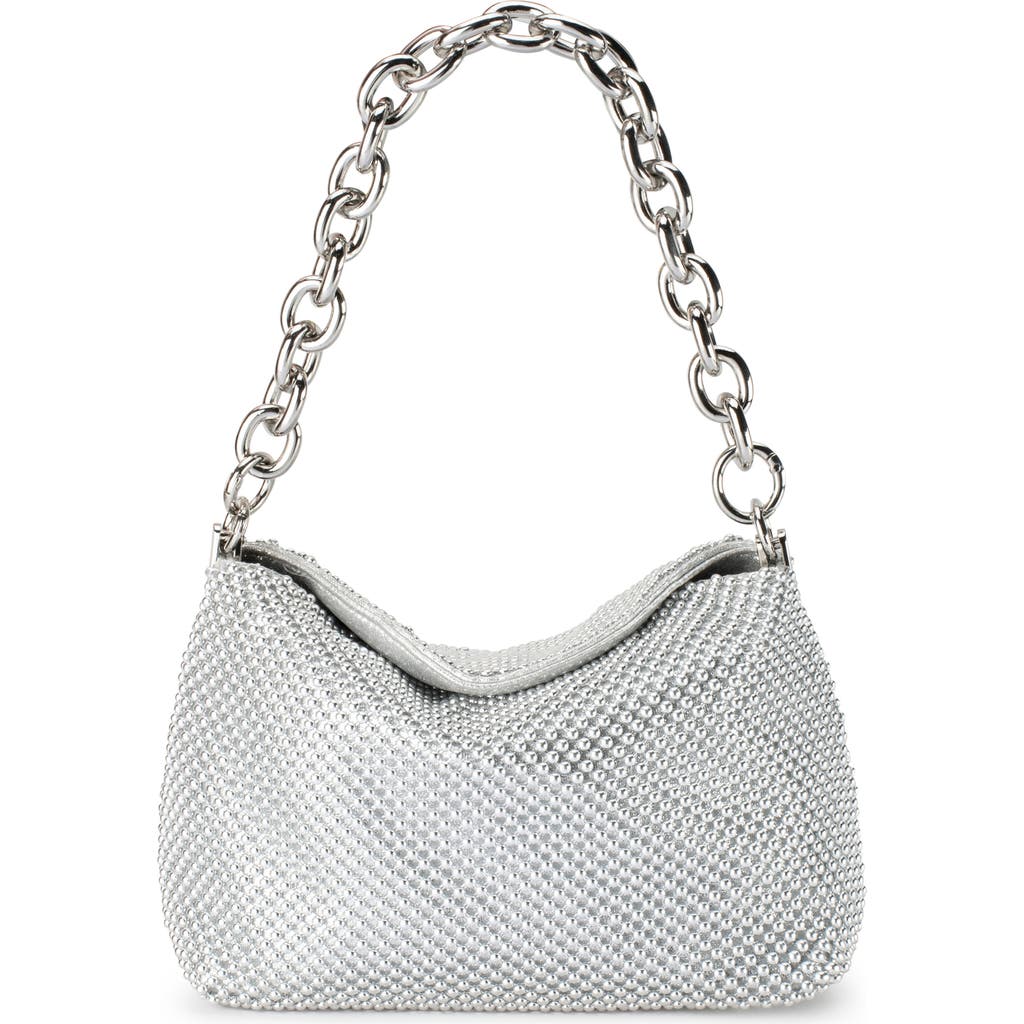 Olga Berg Skylar Ball Mesh Shoulder Bag In Silver