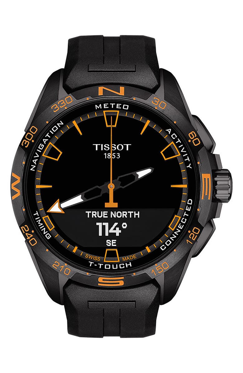 Tissot T-Touch Connect Solar Smart Silicone Strap Watch, 47.5mm, Alternate, color,