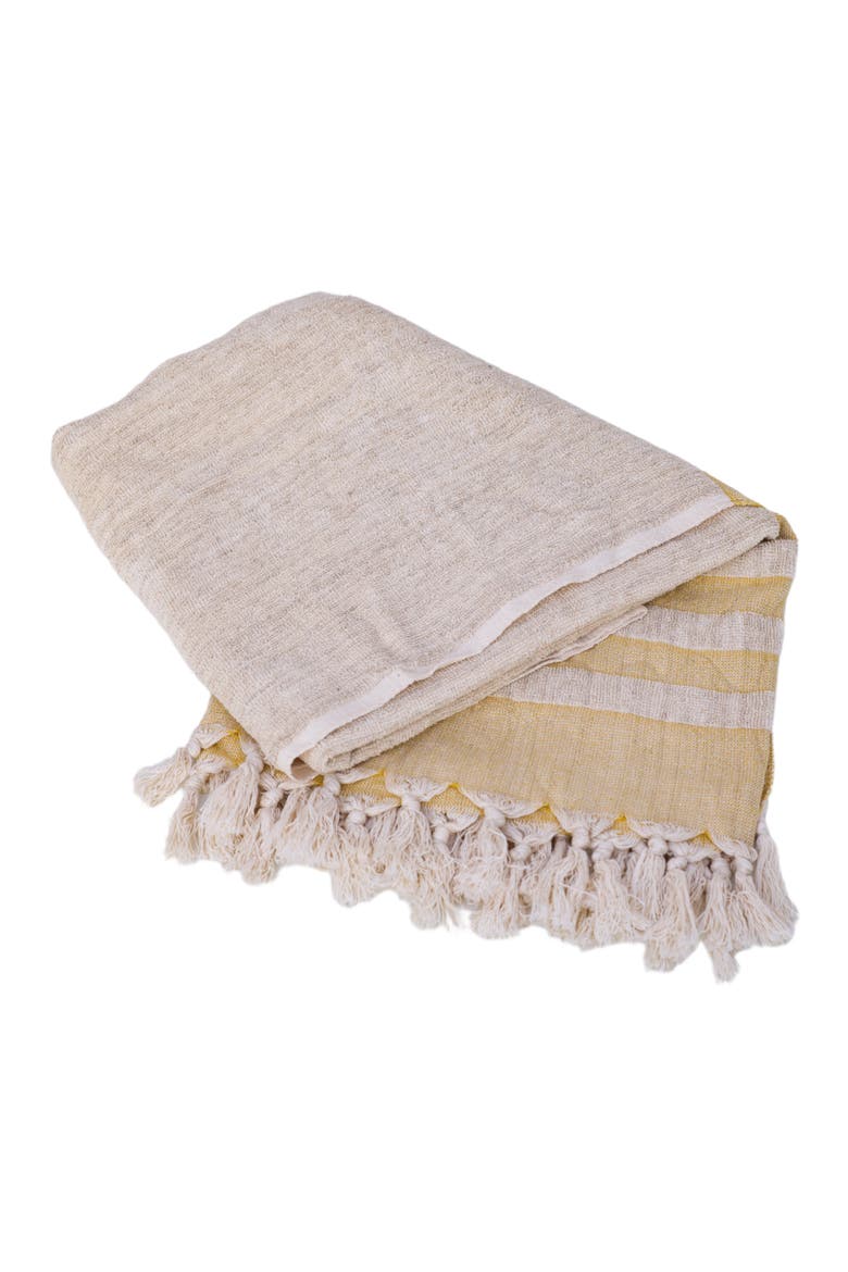 Hand loomed Linen Terry Bath Towel, Alternate, color, Mustard