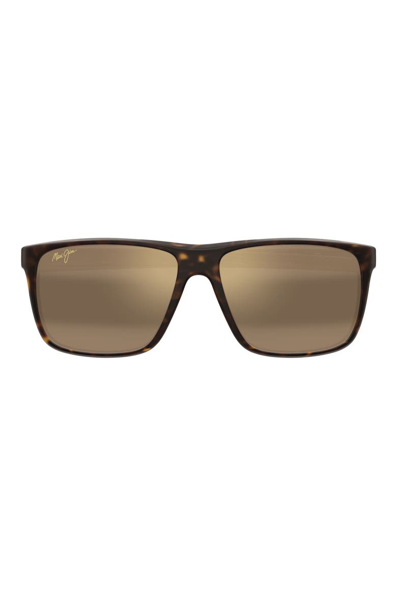 Lehopulu 58mm PolarizedPlus2 Rectangular Sunglasses, Main, color, TORTOISE