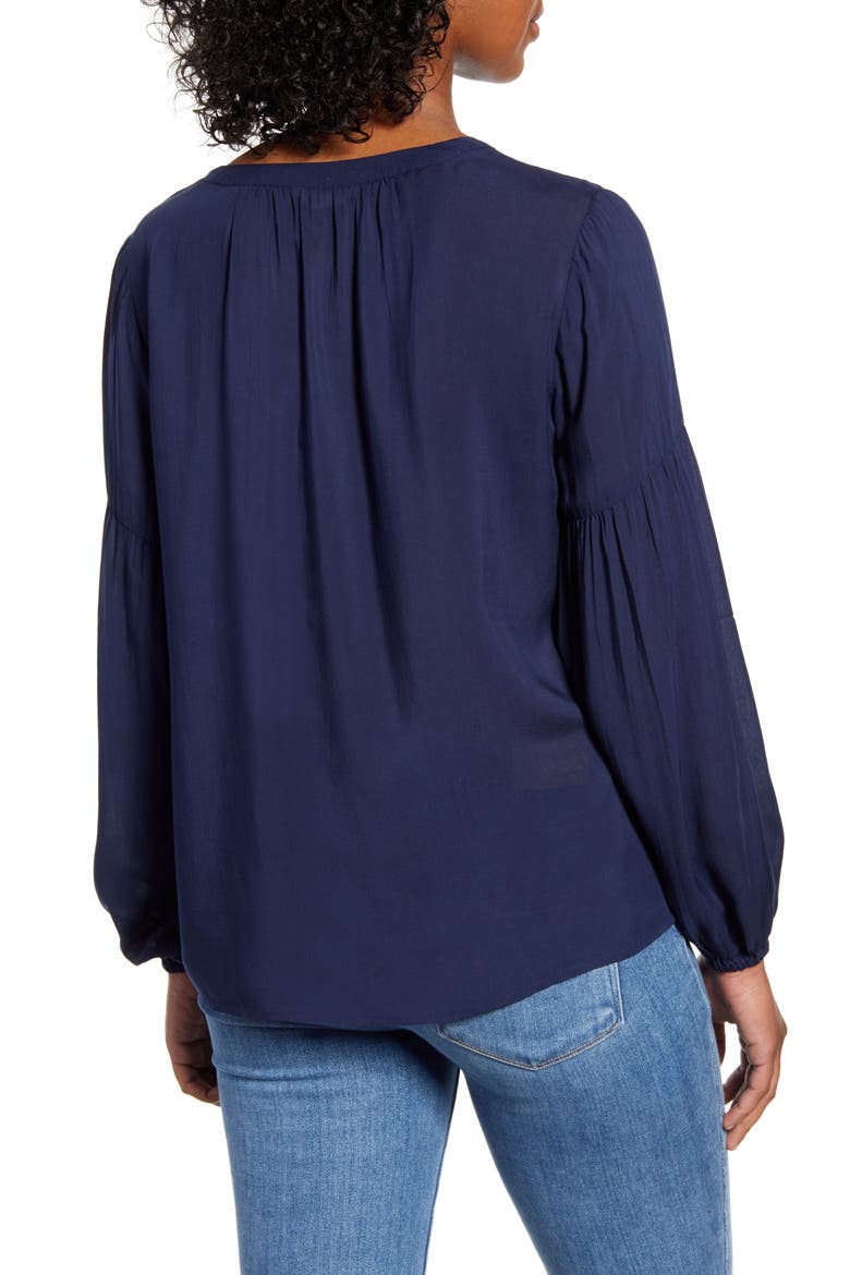 Split Neck Top, Alternate, color, NAVY PEACOAT