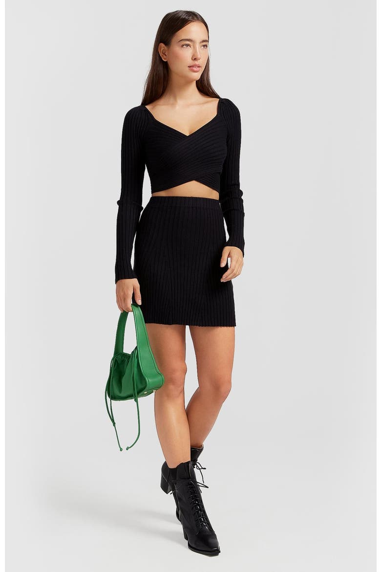 C'est Belle Knit Mini Skirt, Alternate, color, Black
