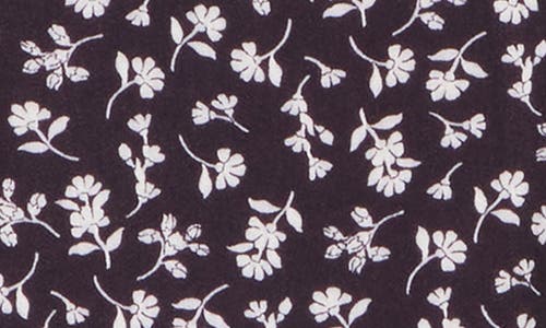Shop Renee C Floral Print V-neck Top In Navy/white