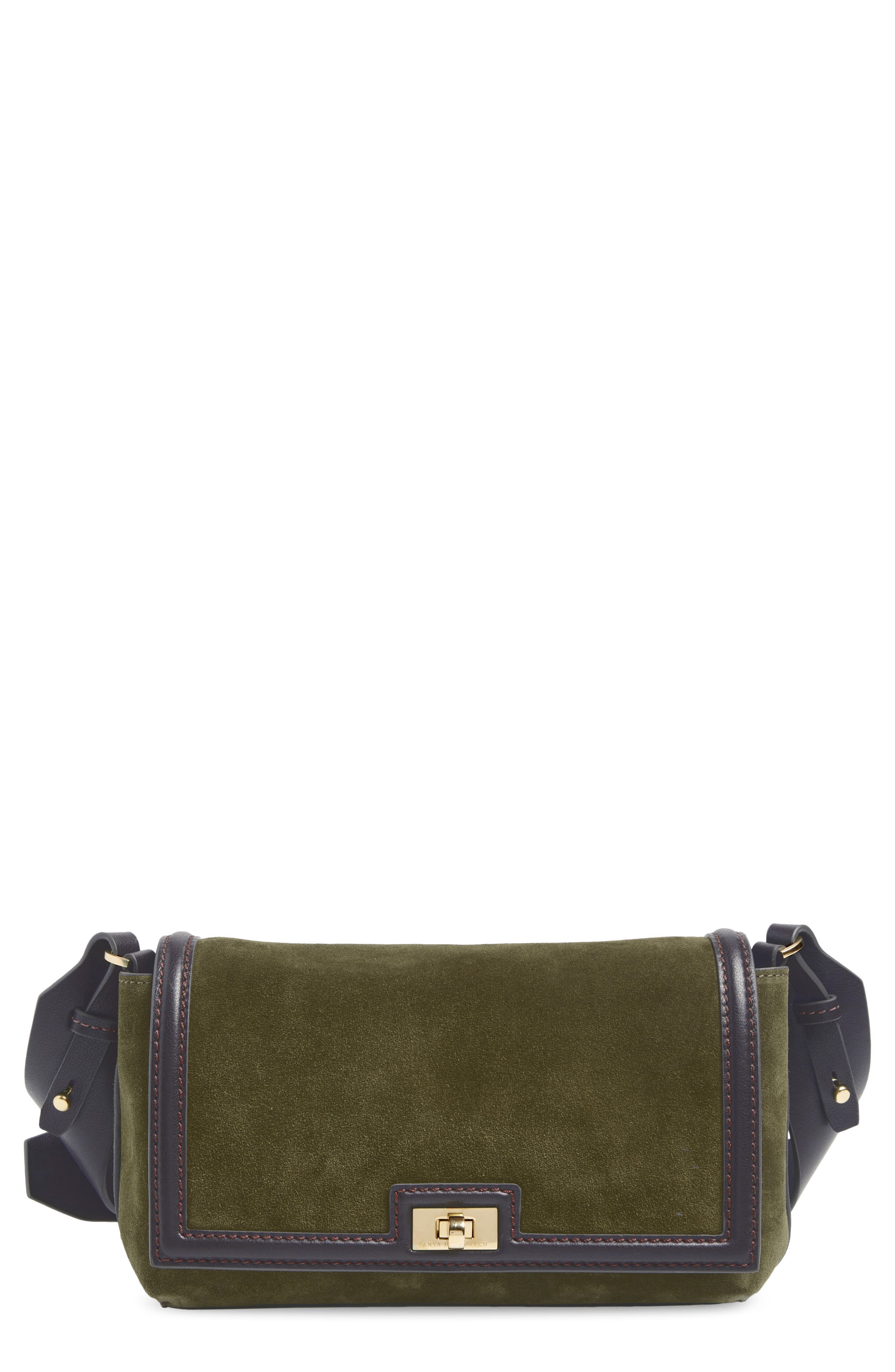 Anya Hindmarch Mortimer Suede Crossbody Bag, Main, color, Bonsai / Grape