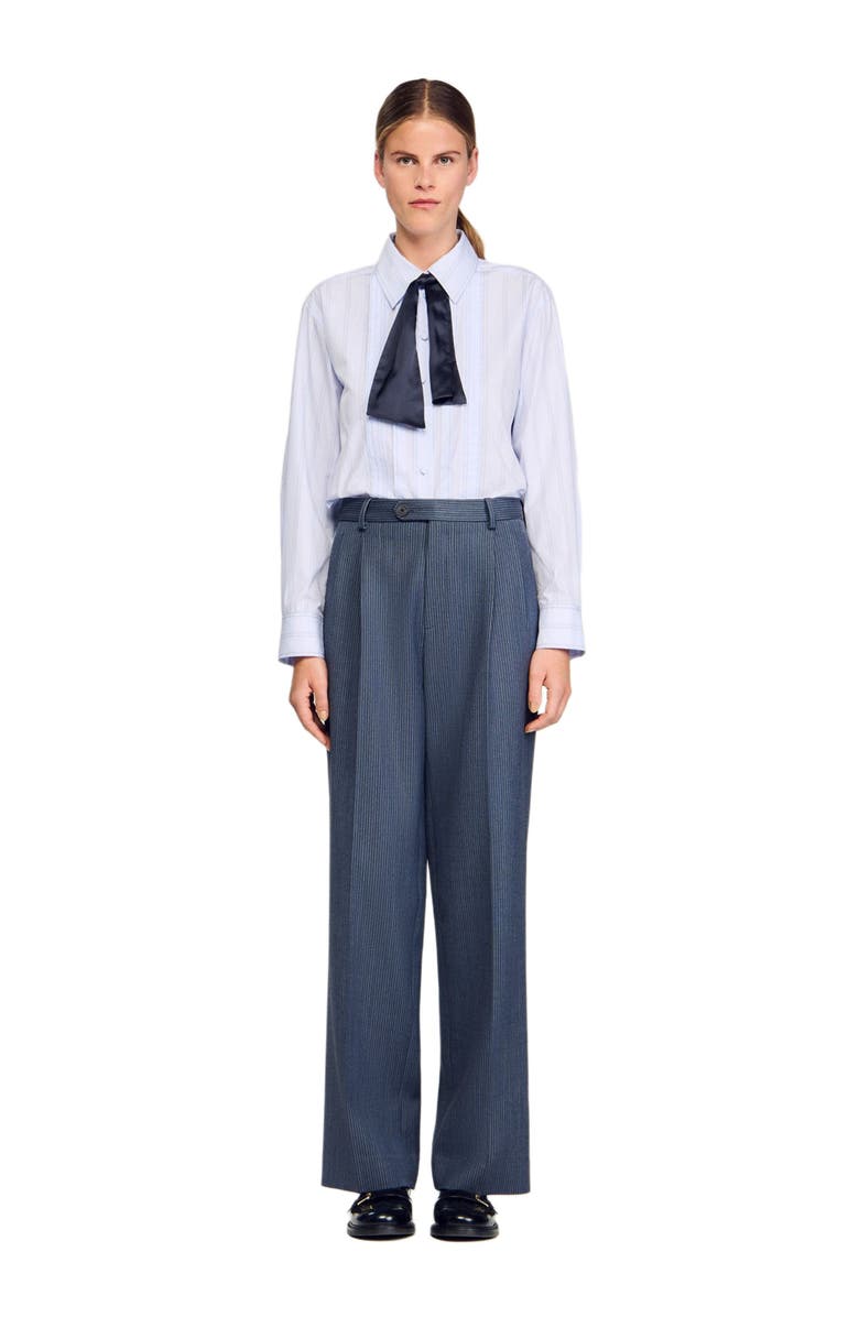 SANDRO Striped wide-leg trousers, Alternate, color, Blue