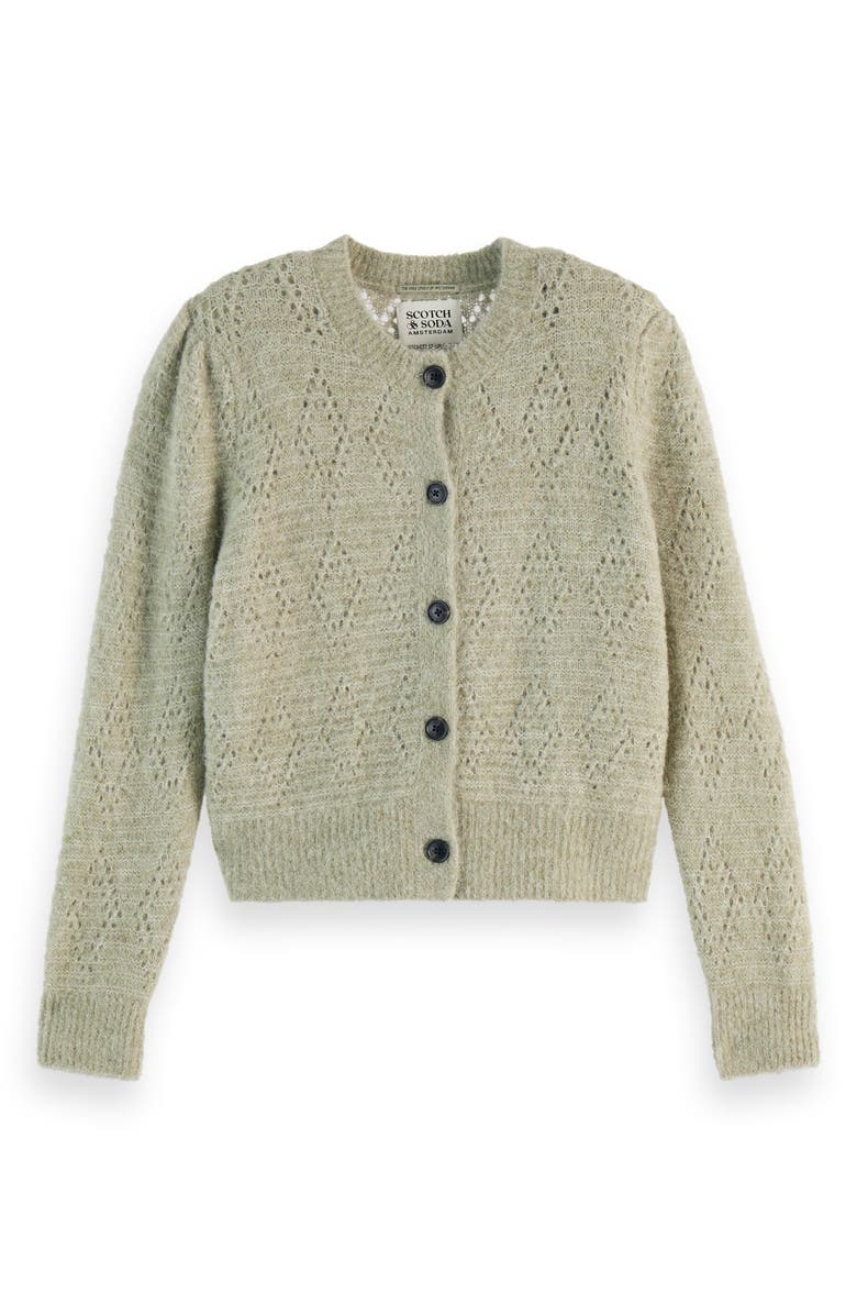 Scotch & Soda Bouclé Cardigan, Alternate, color, Washed Sage Melange