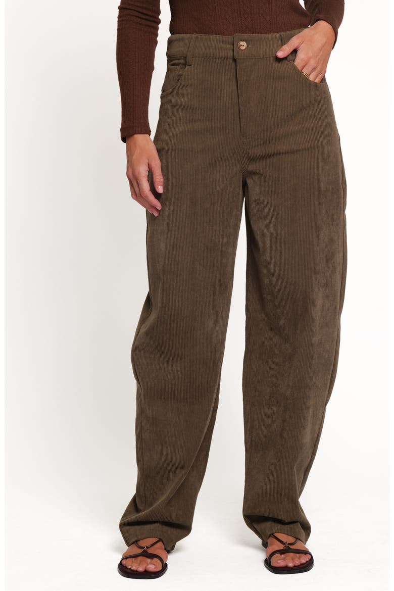 Hillary High Waist Barrel Leg Corduroy Pants, Main, color, OLIVE CORDUROY