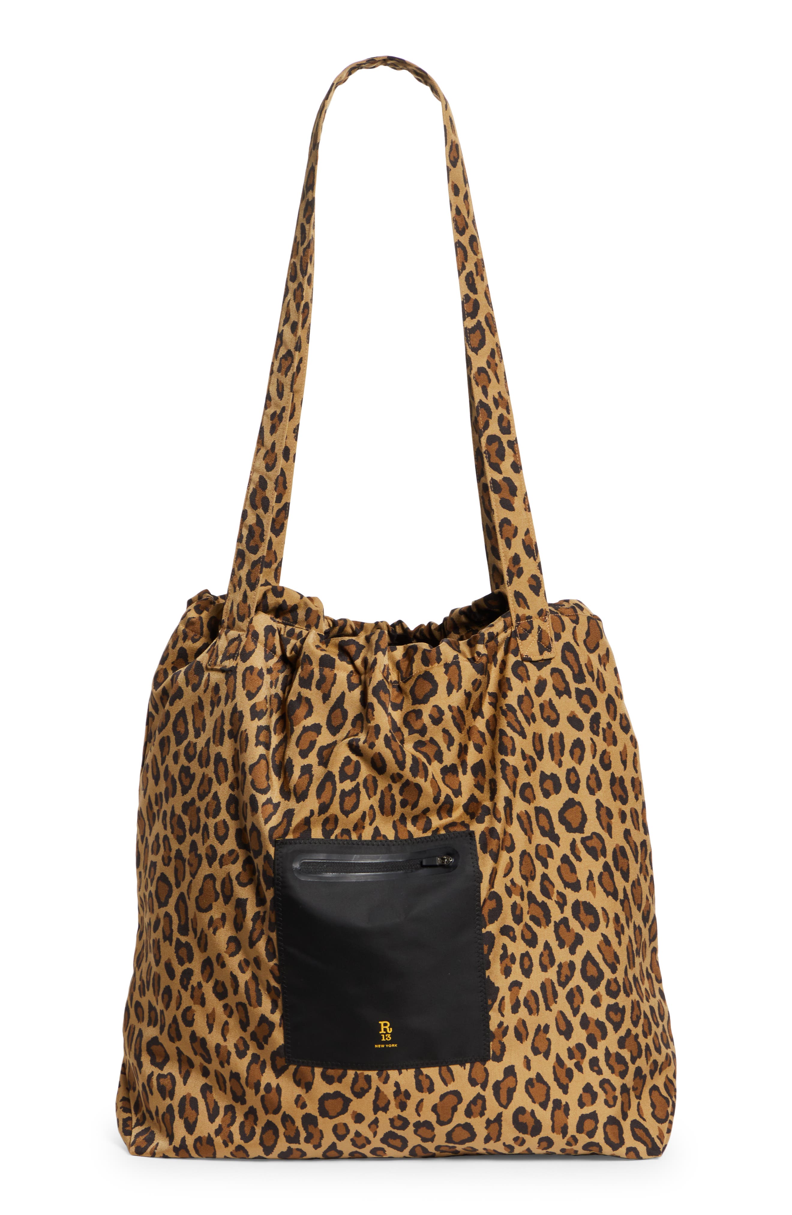 R13 Oversize Leopard Print Tote, Main, color, 