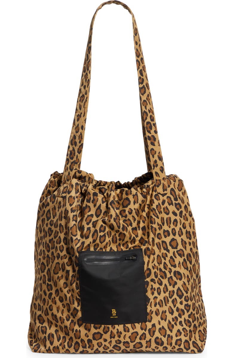 R13 Oversize Leopard Print Tote, Main, color,