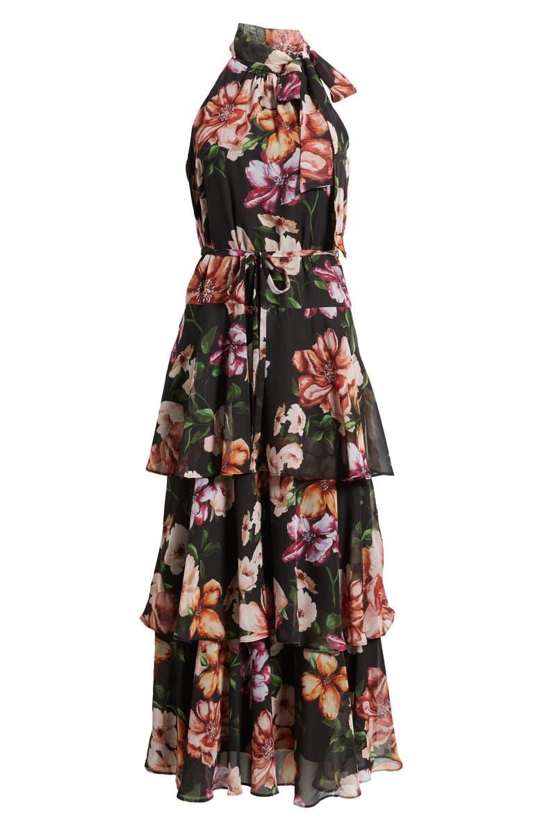 Julia Jordan Tiered Maxi Dress, Alternate, color, Black Multi