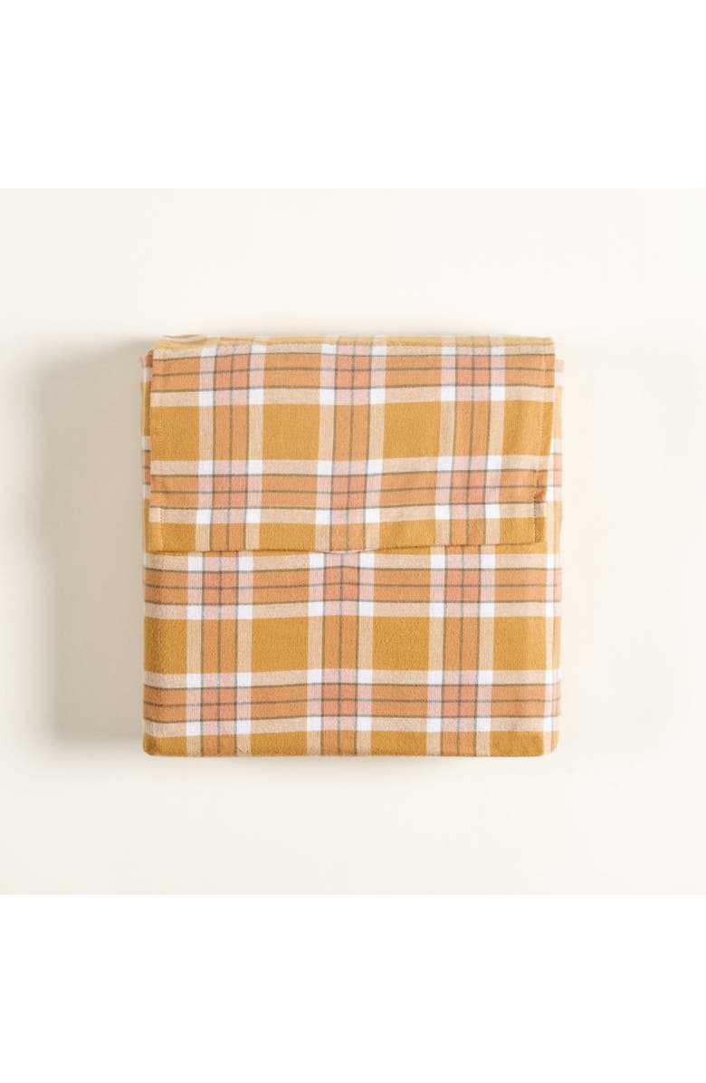 Zsa Zsa Zsu Viseu Checked King Size Duvet Cover Set 100% Cotton Flanelle 94X87 In, Alternate, color, Mustard