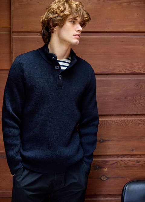 BOURBOULE - Buttoned High Collar Sweater