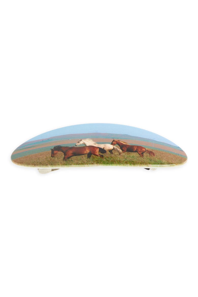 Horse Girl Oval Barrette, Alternate, color, MULTI GREEN