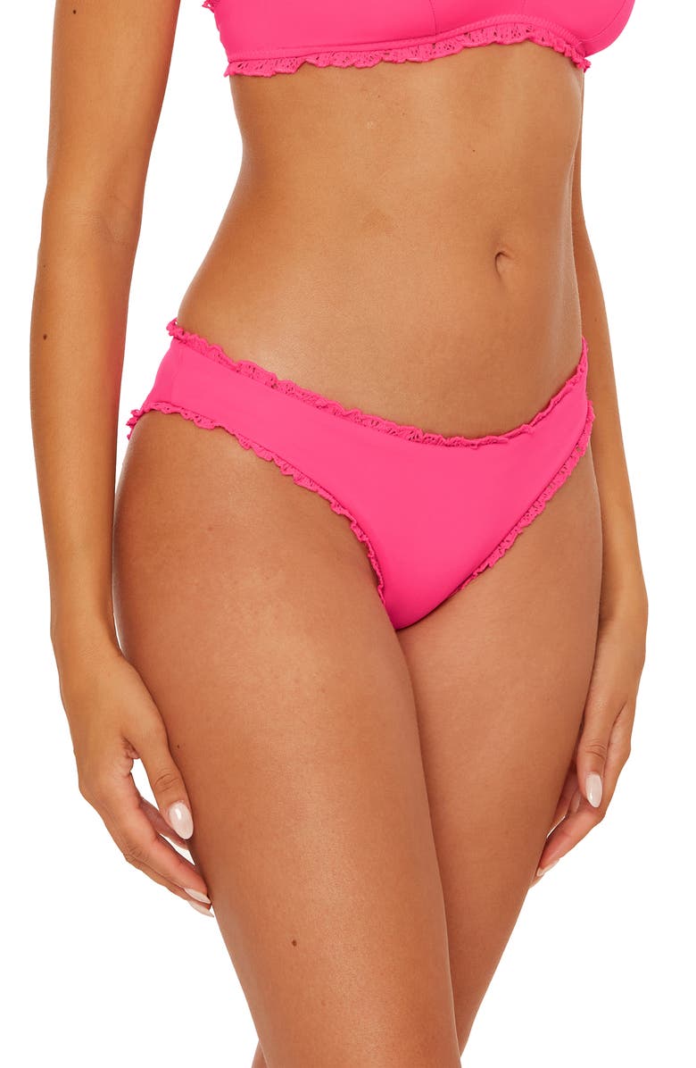 Becca Frills Adela Hipster Bikini Bottoms, Alternate, color, Punch