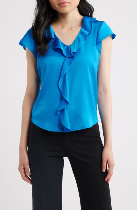 Ruffle Flutter Satin Top