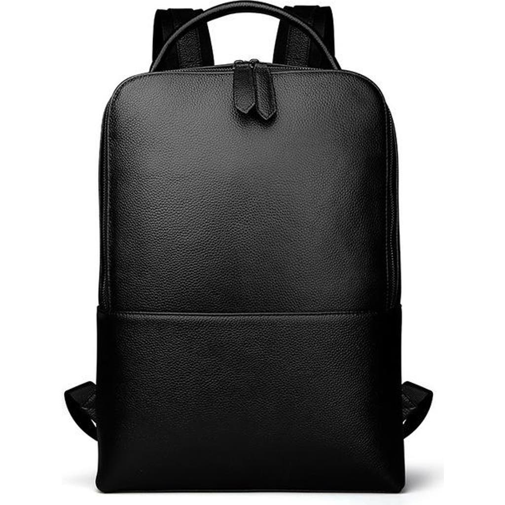 Steel Horse Leather Skald Black Pebbled Leather Backpack | Slim Black Leather Backpack In Black