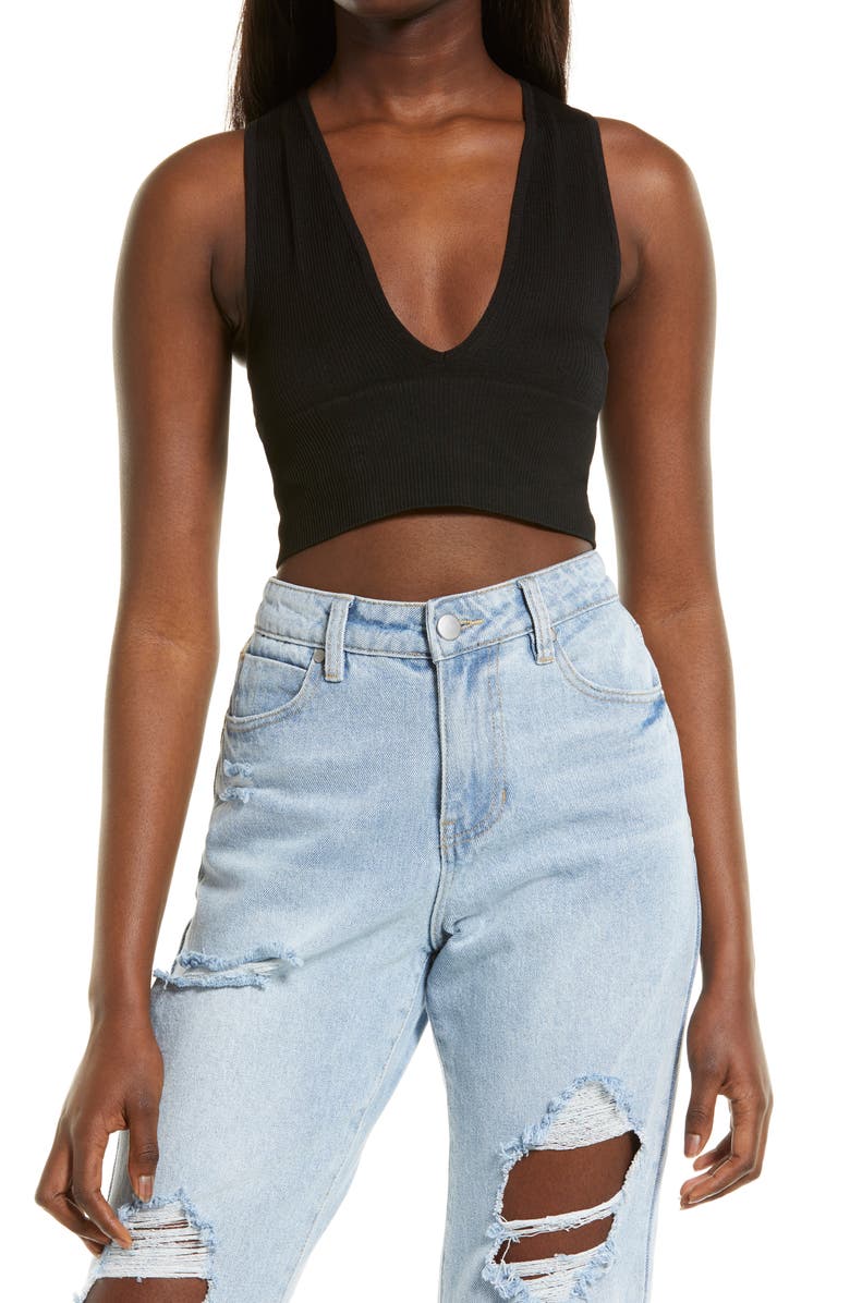 BDG Urban Outfitters Josie Ribbed Sleeveless Crop Top, Main, color, 