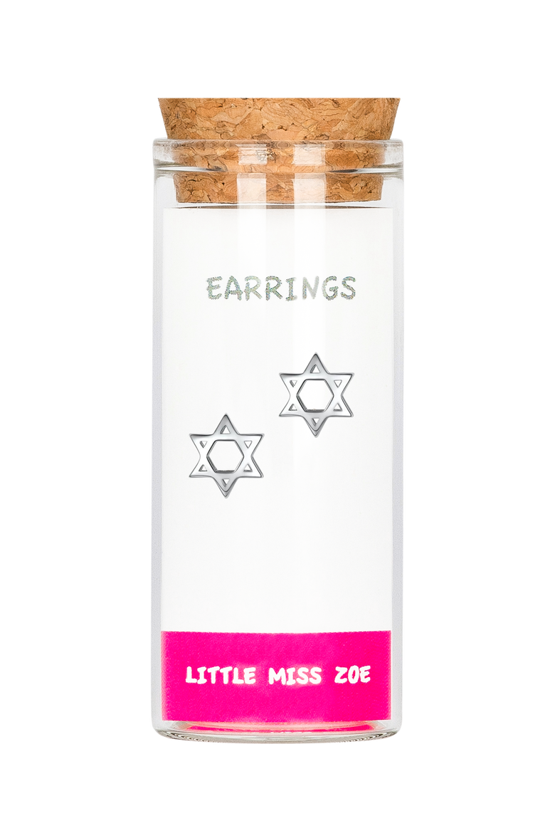Kids' Sterling Silver Star of David Stud Earrings in Gift Bottle, Main, color, Silver