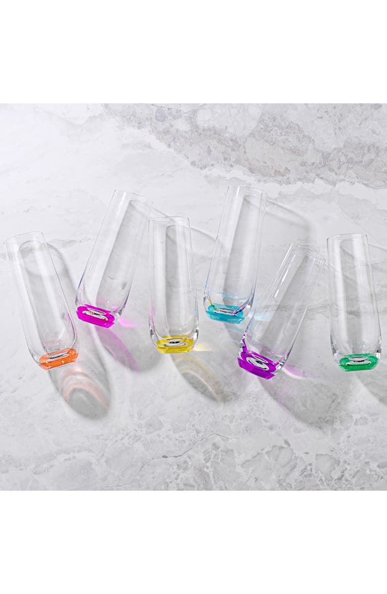 JoyJolt Hue Colored Stemless Champagne Glass - Set of 6, Alternate, color, Multi