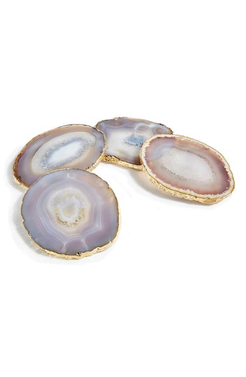 Anna New York Agate & Gold Coasters, Set Of 4 In Grey And Gold