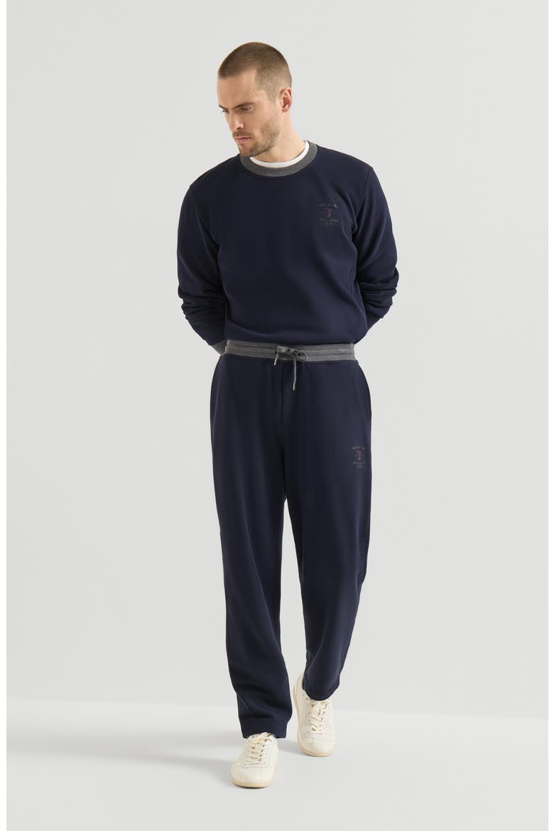 Cotton French terry sweatshirt with embroidery, Alternate, color, Cobalt