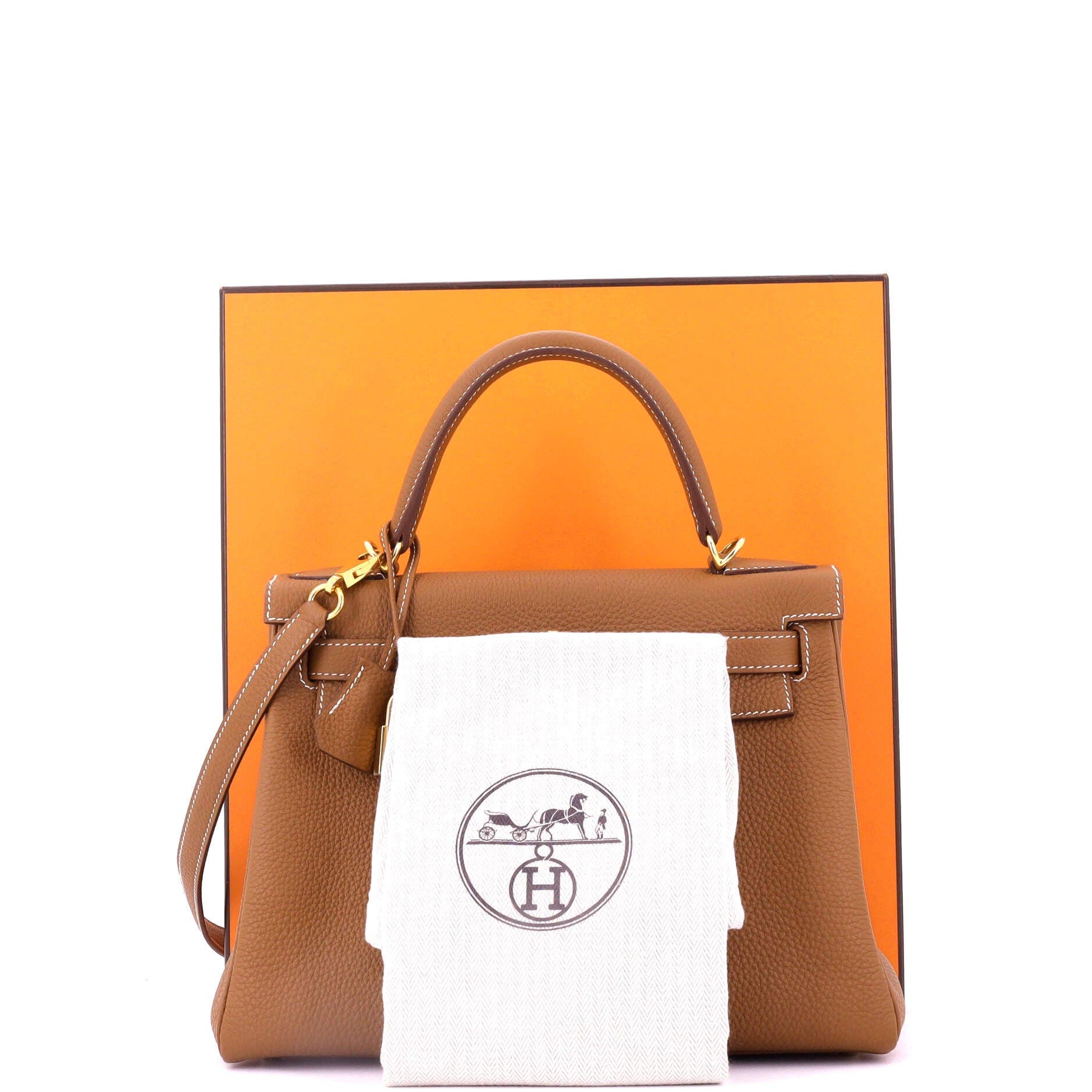 Pre-Owned Hermes Kelly Handbag Brown Togo with Gold Hardware 28, Alternate, color, 