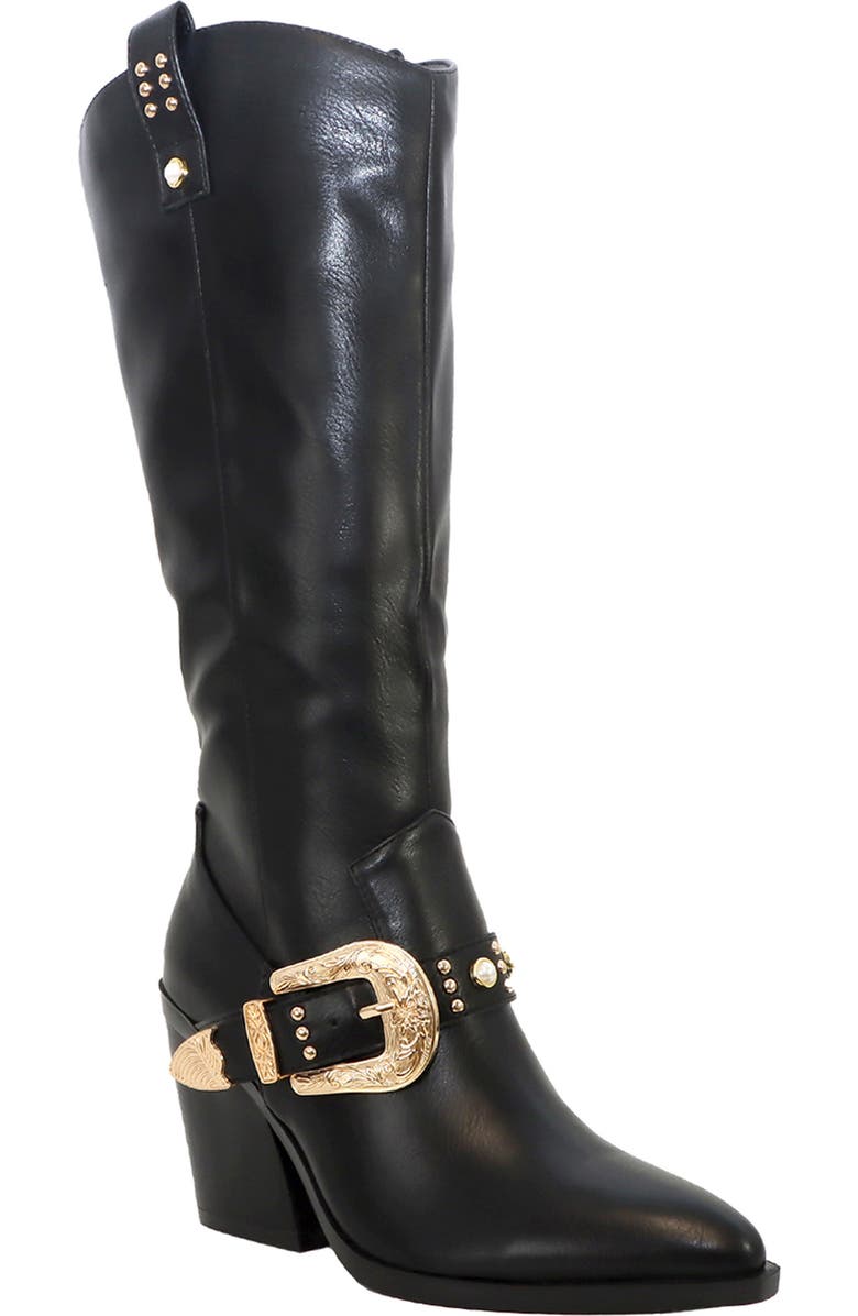 YOKI Muriel Buckle Western Boot, Main, color, Black