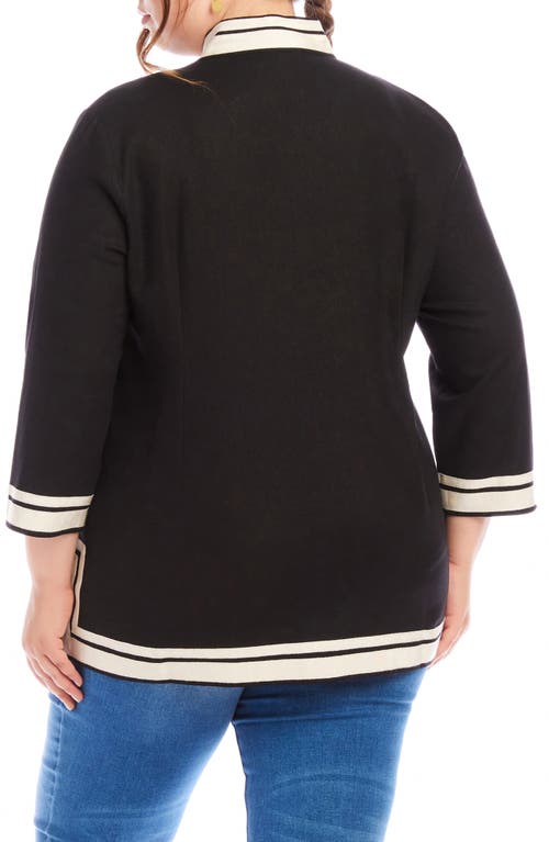 Karen Kane The St. Tropez Linen Blend Tunic In Black/cream