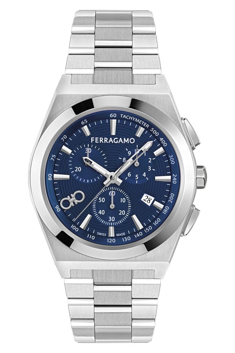 Vega Upper East Two-Tone Bracelet Chronograph Watch, 42mm, Main, color, STAINLESS STEEL
