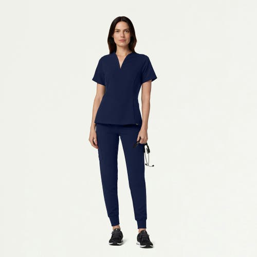 Jaanuu 2-pocket Tailored V-neck Scrub Top In Blue