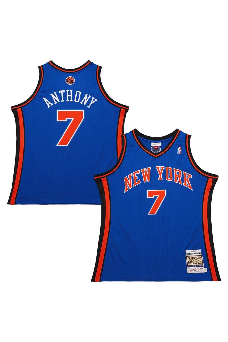 Men's Mitchell & Ness Carmelo Anthony Blue New York Knicks 2010/11 Hardwood Classics Authentic Jersey, Main, color, Blue
