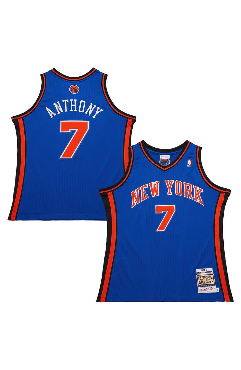 Mitchell & Ness Men's Mitchell & Ness Carmelo Anthony Blue New York Knicks 2010/11 Hardwood Classics Authentic Jersey, Main, color, Blue